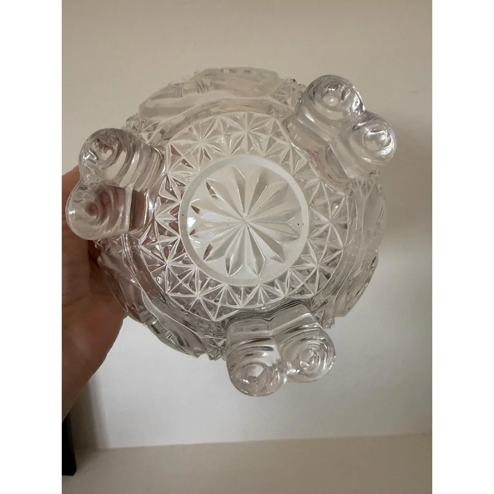 vintage Haufbauer Crystal Footed Bird Bowl with three toes candy dish trinket